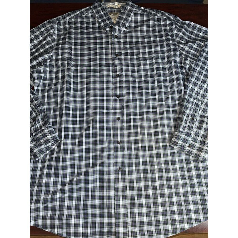 L.L.Bean Mens Button Up Plaid Size X-Large Tall